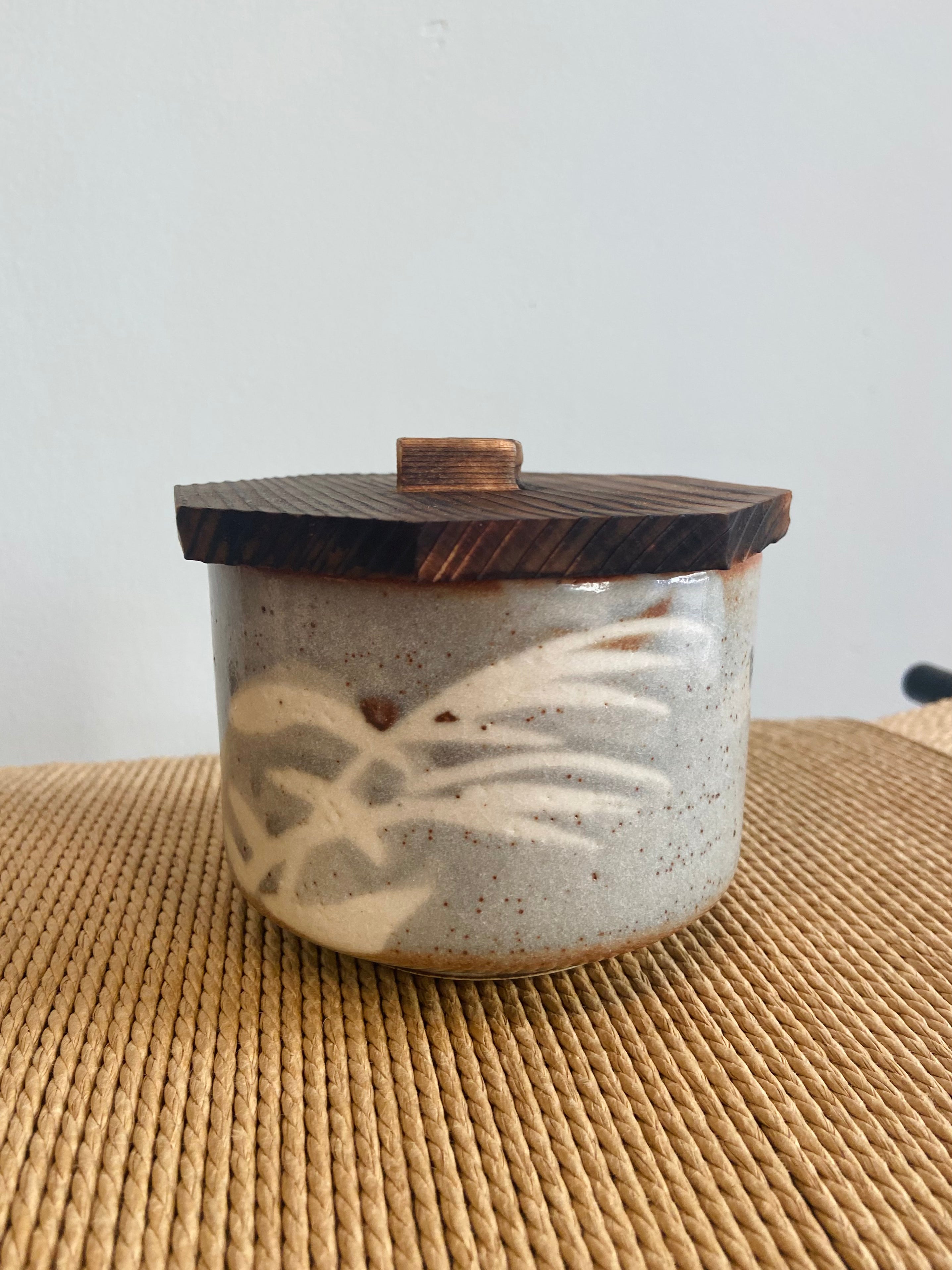 Japanese bowl with wooden lid