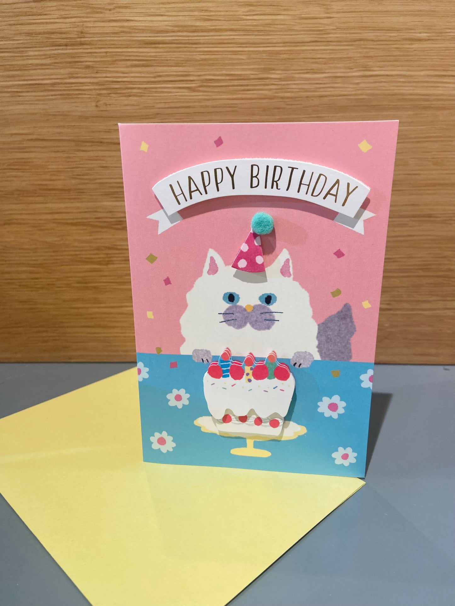 “Happy Birthday” kort med kat