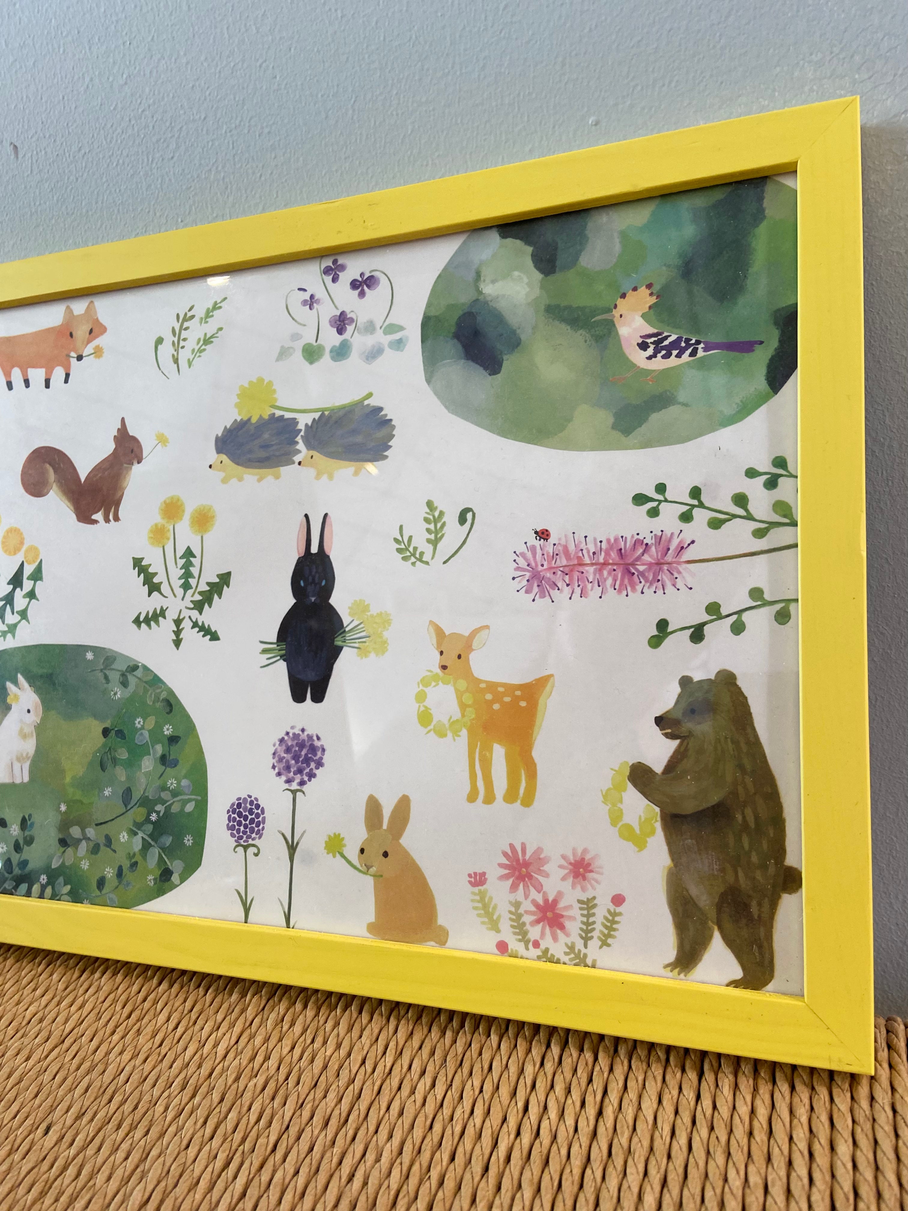 Forest animals in colored frame