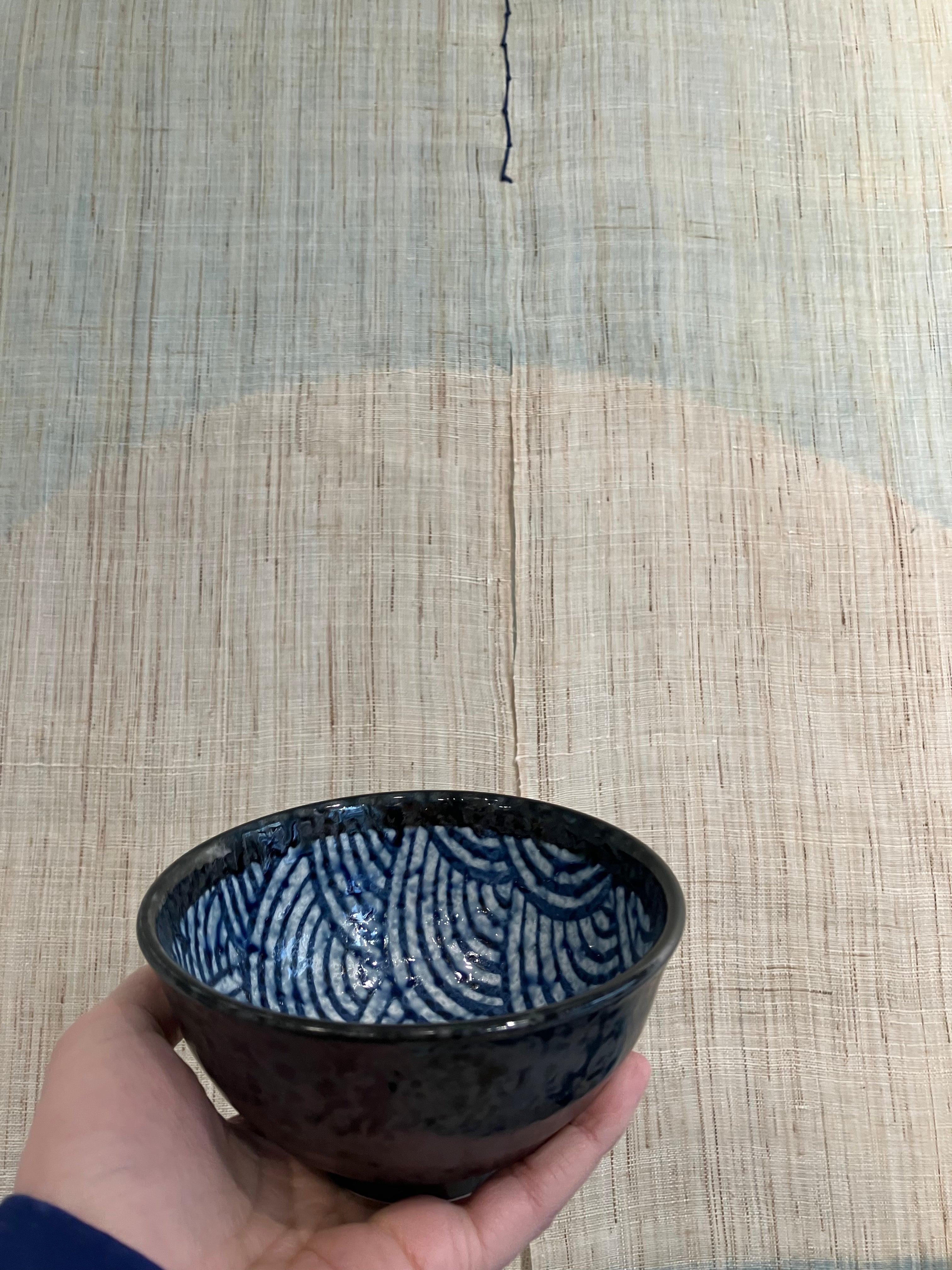 Small blue bowl with blue waves