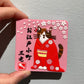 Magnet med kat i rød kimono 20%