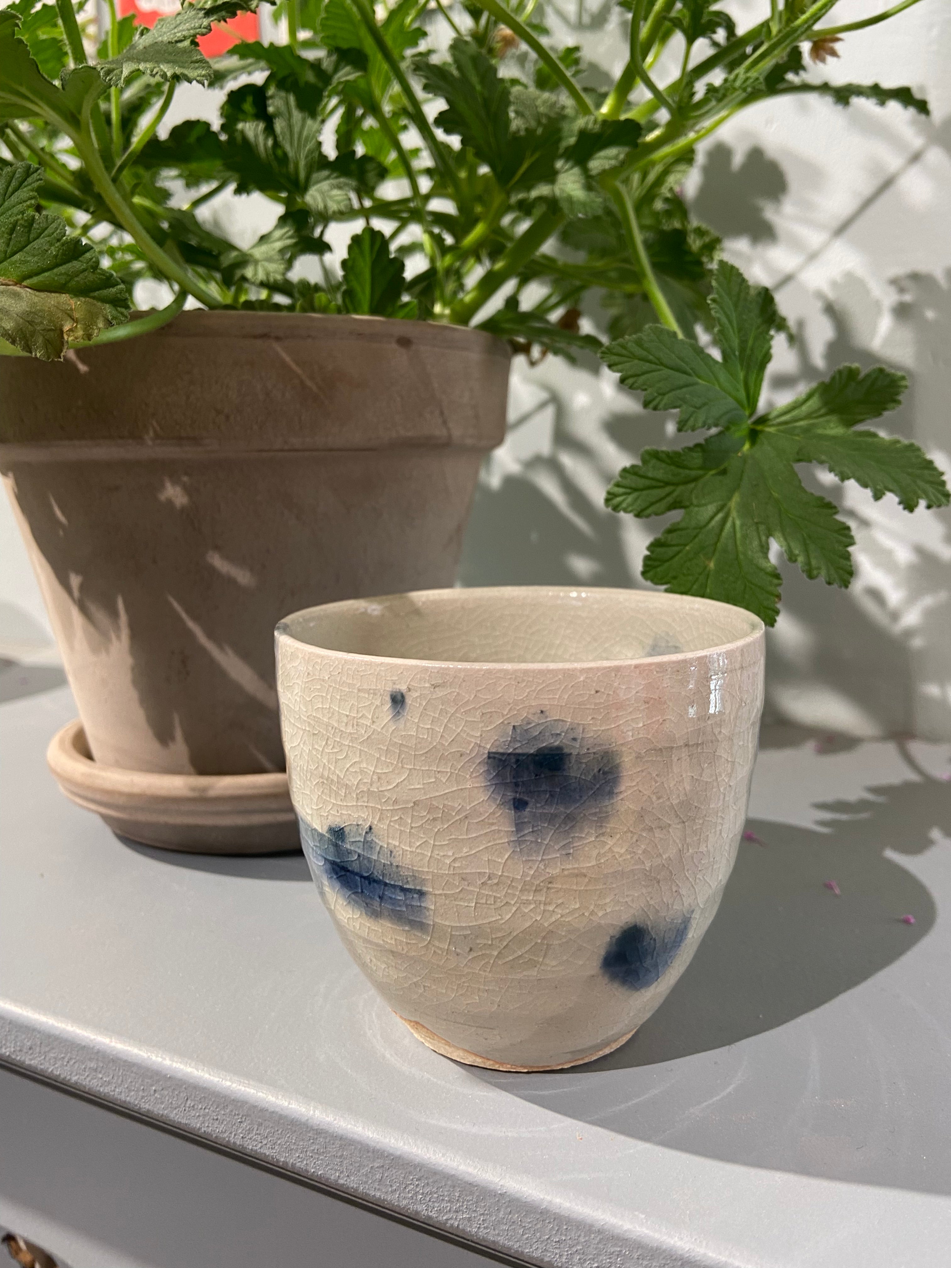 Japanese cup with blue spots