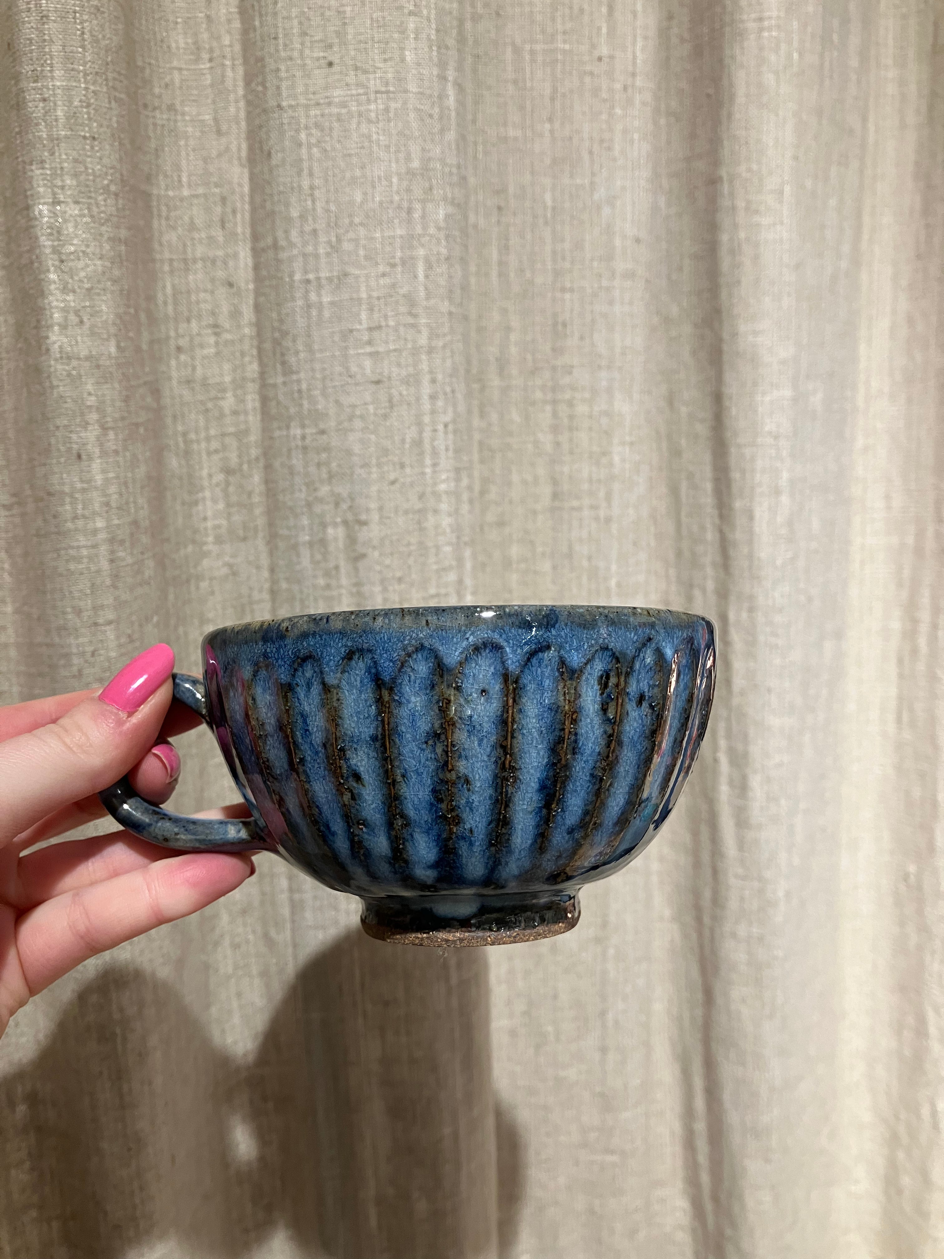 Large cup with blue glaze