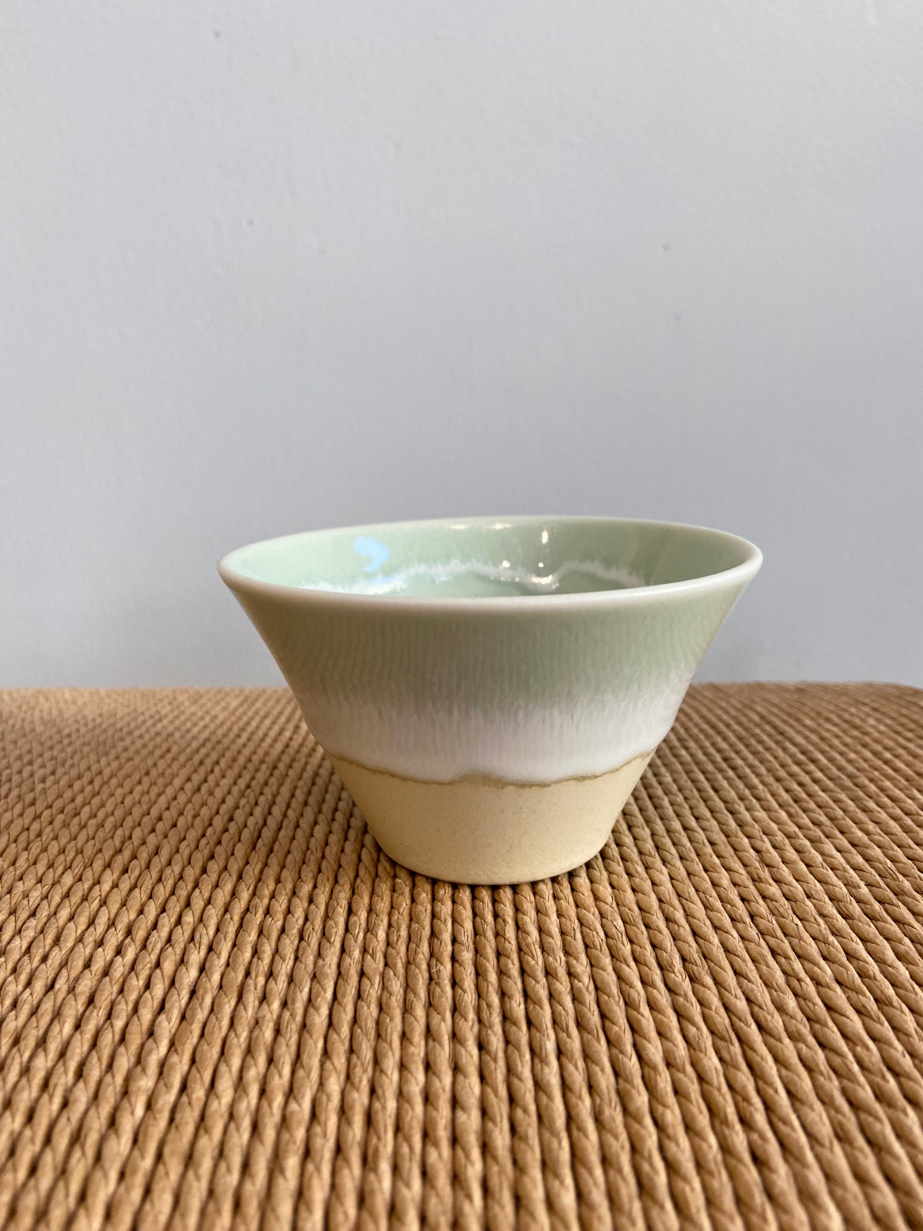 Handmade bowl with mint green glaze