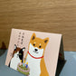 Japansk fødselsdagskort med Happy Birthday melodi med Shiba og kat