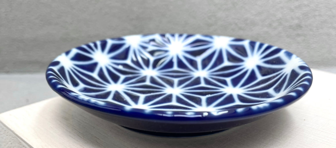 Soy bowl with blue pattern