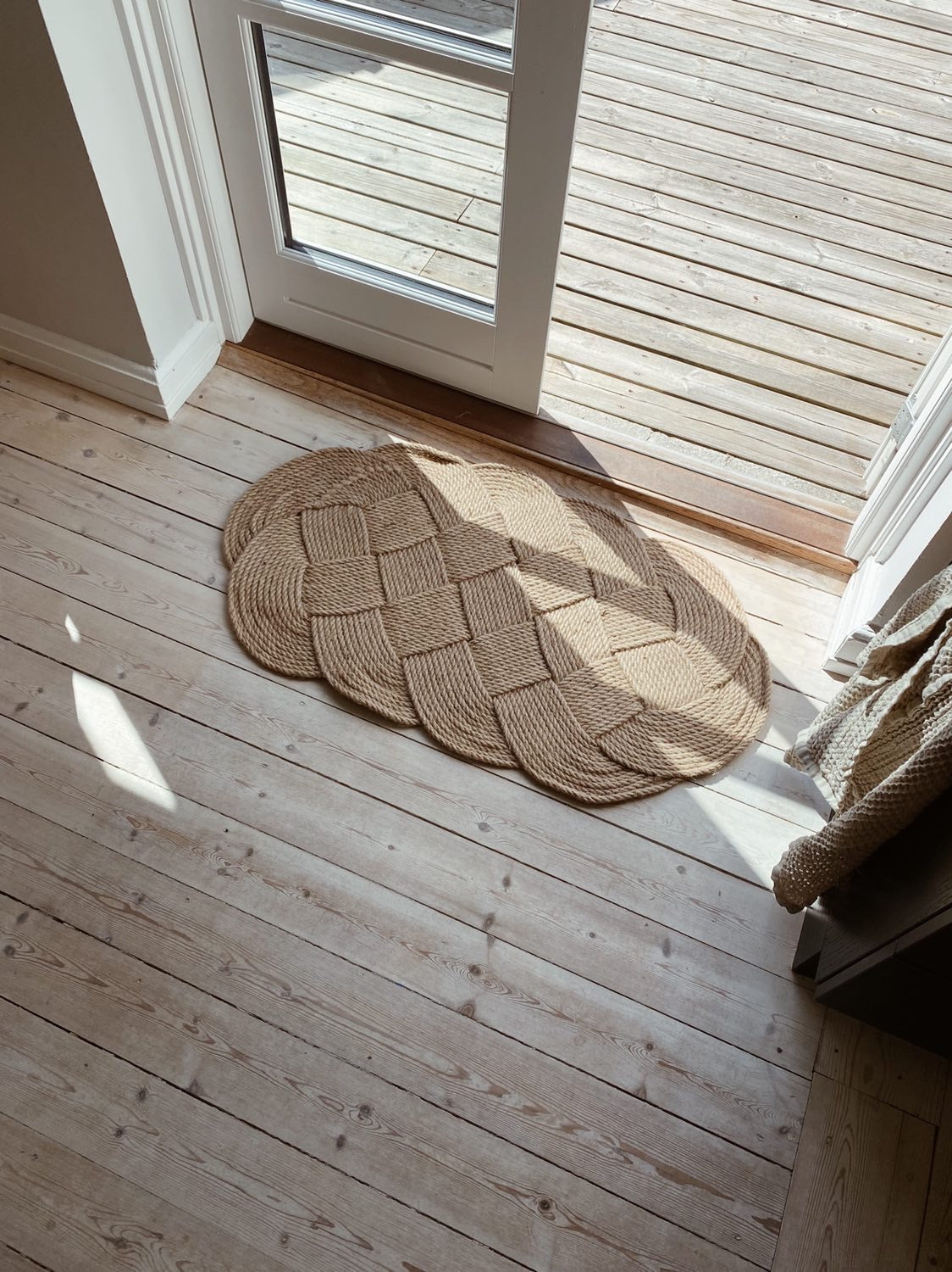Yōkoso hand-woven jute door mat; great