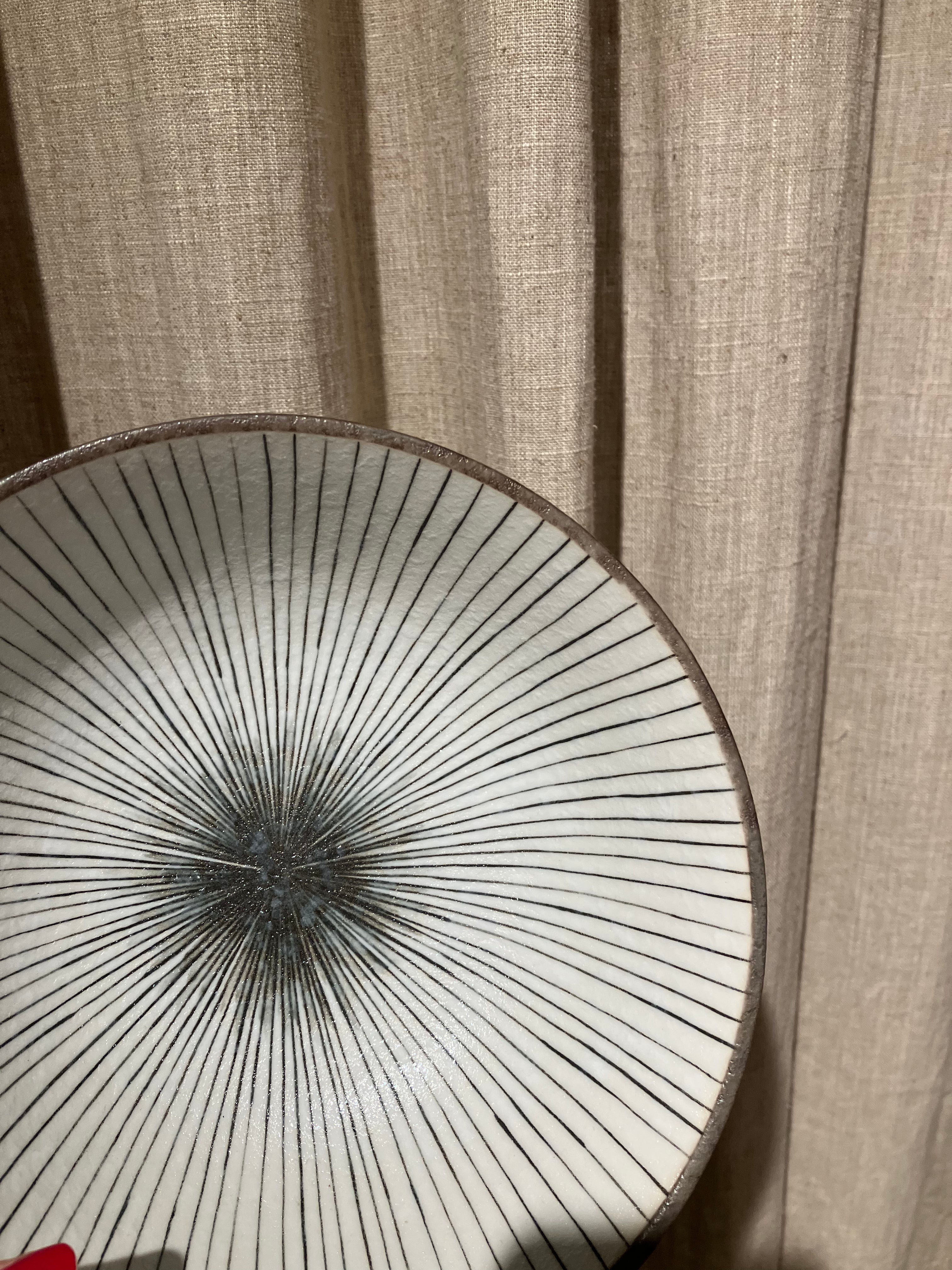 Ramen bowl grey/brown with stripes