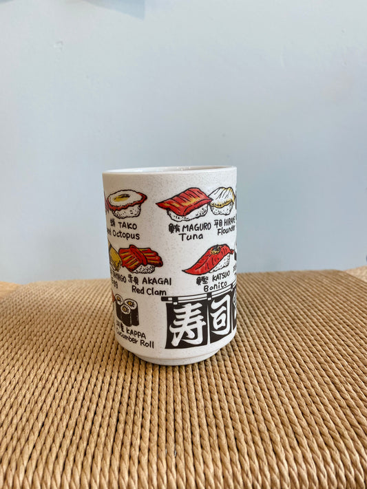 Kop med sushimotiv