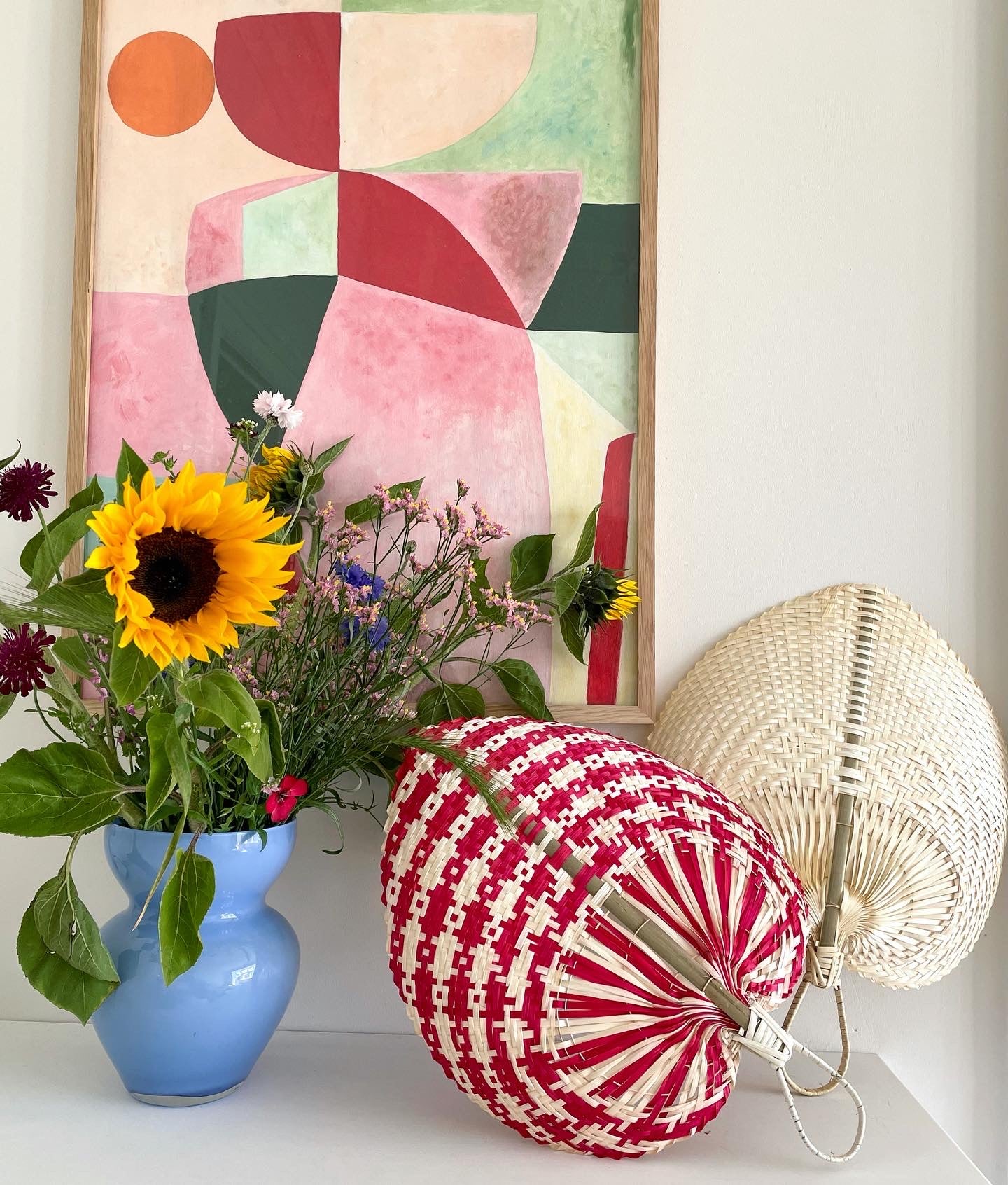 Hand-woven bamboo fan