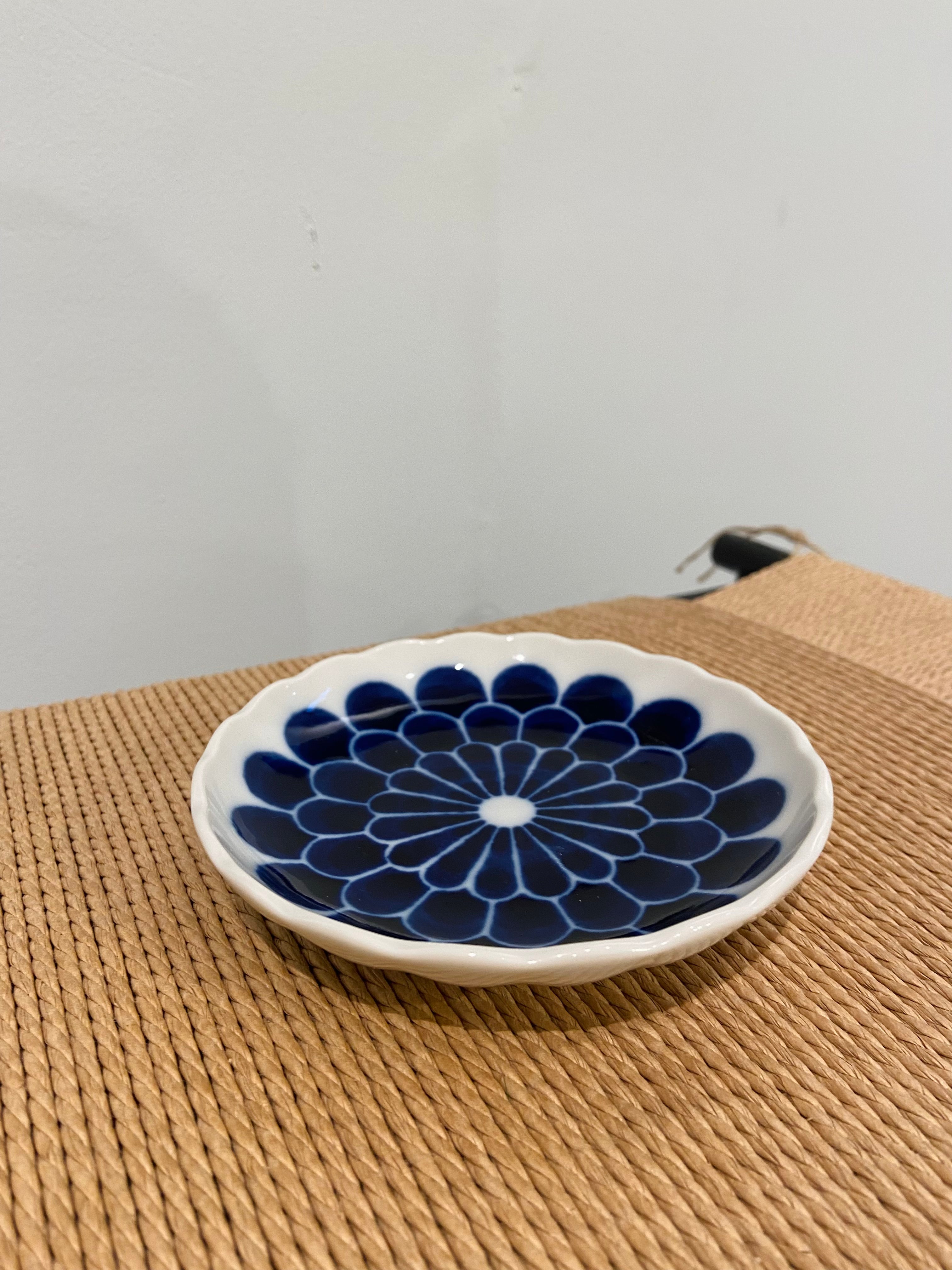 Small plate with blue floral motif