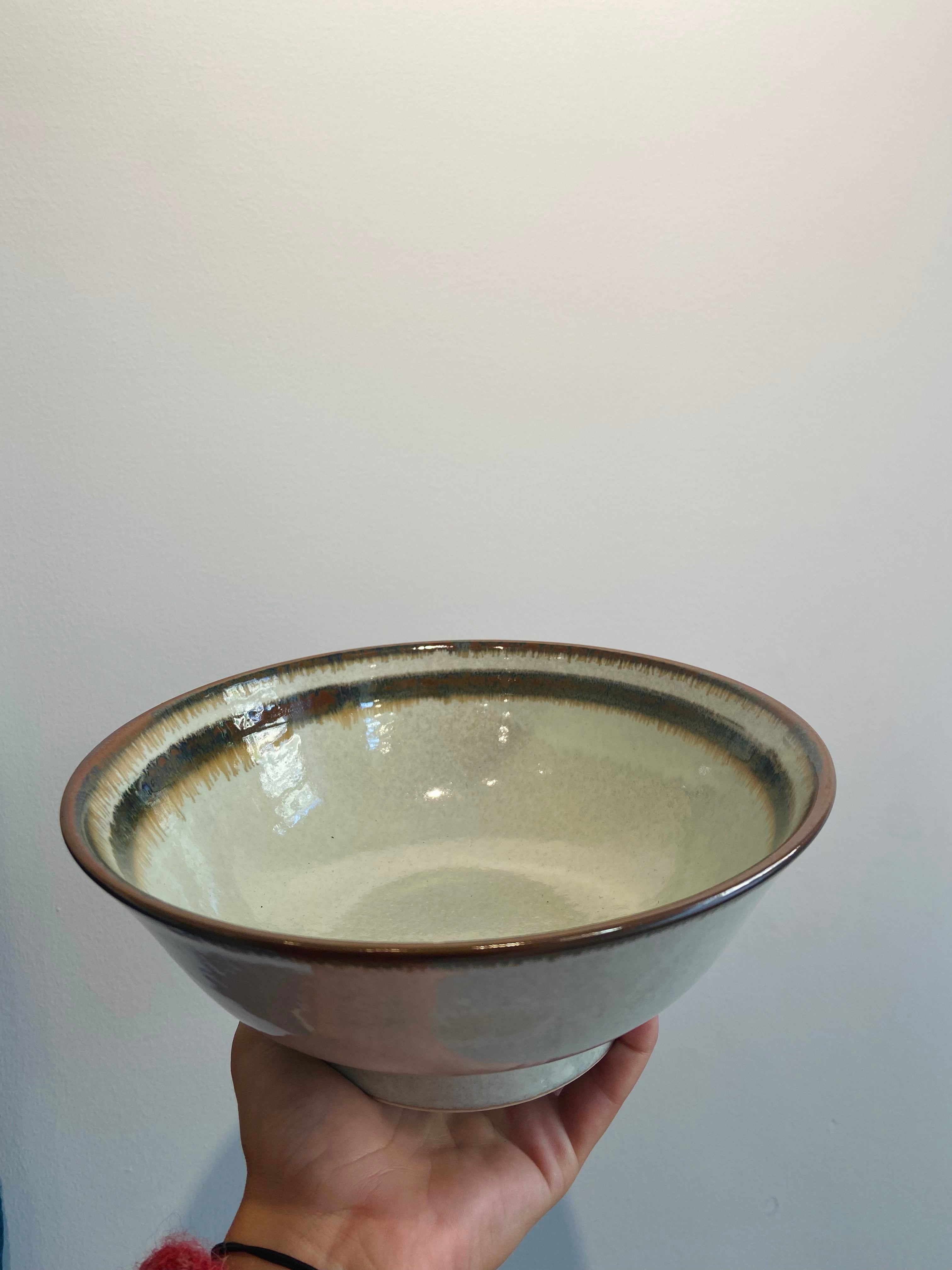 Japanese ramen bowl in brownish and beige shades