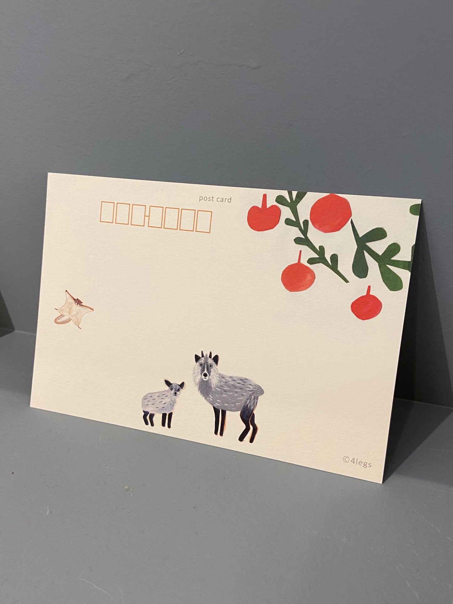 Postkort - Skovens dyr med røde bær
