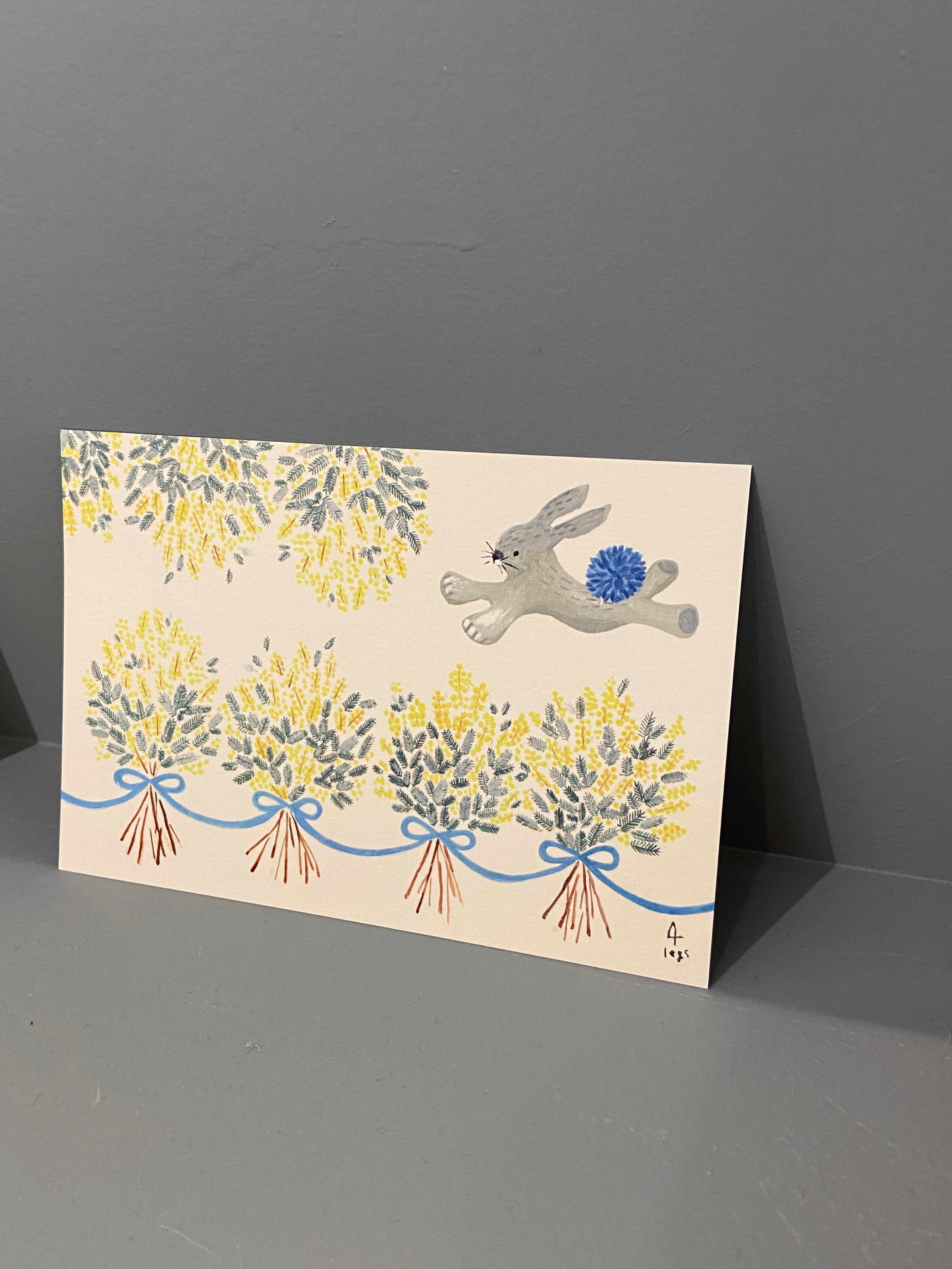 Postkort, Kanin i spring med blomster