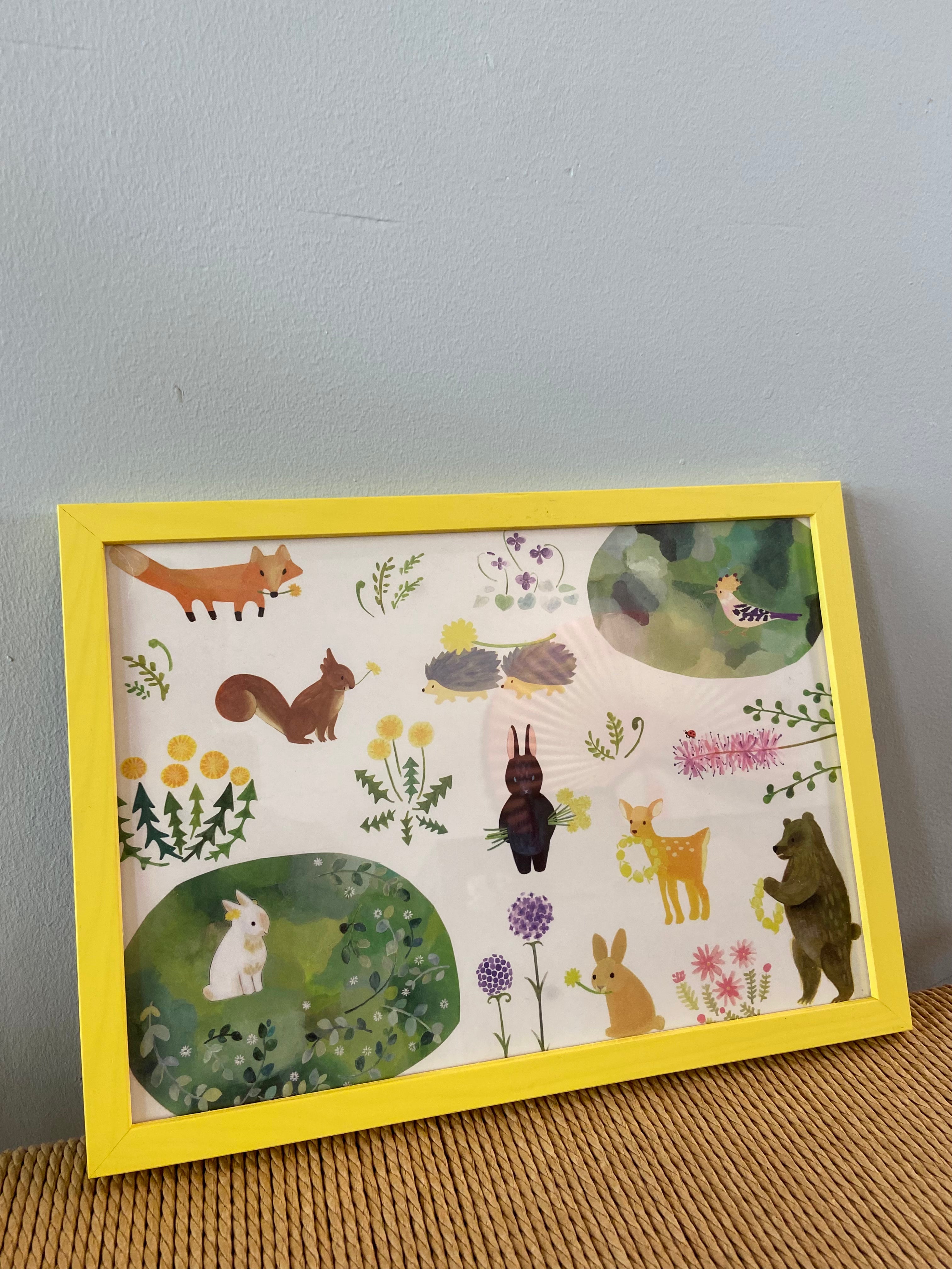 Forest animals in colored frame