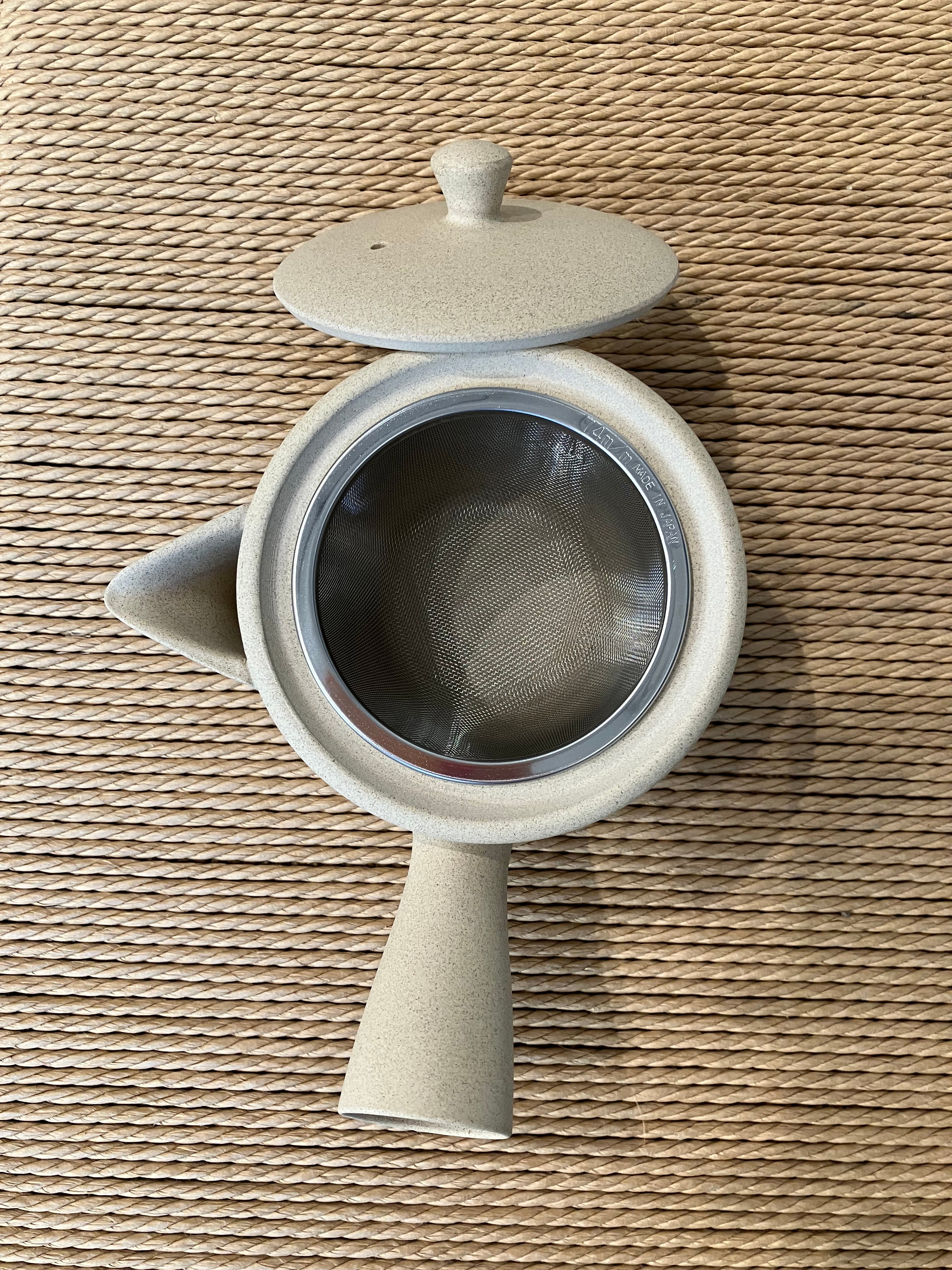 Small Japanese teapot in sand-coloured stoneware