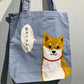 Lyseblå tote bag: Shiba med taleboble