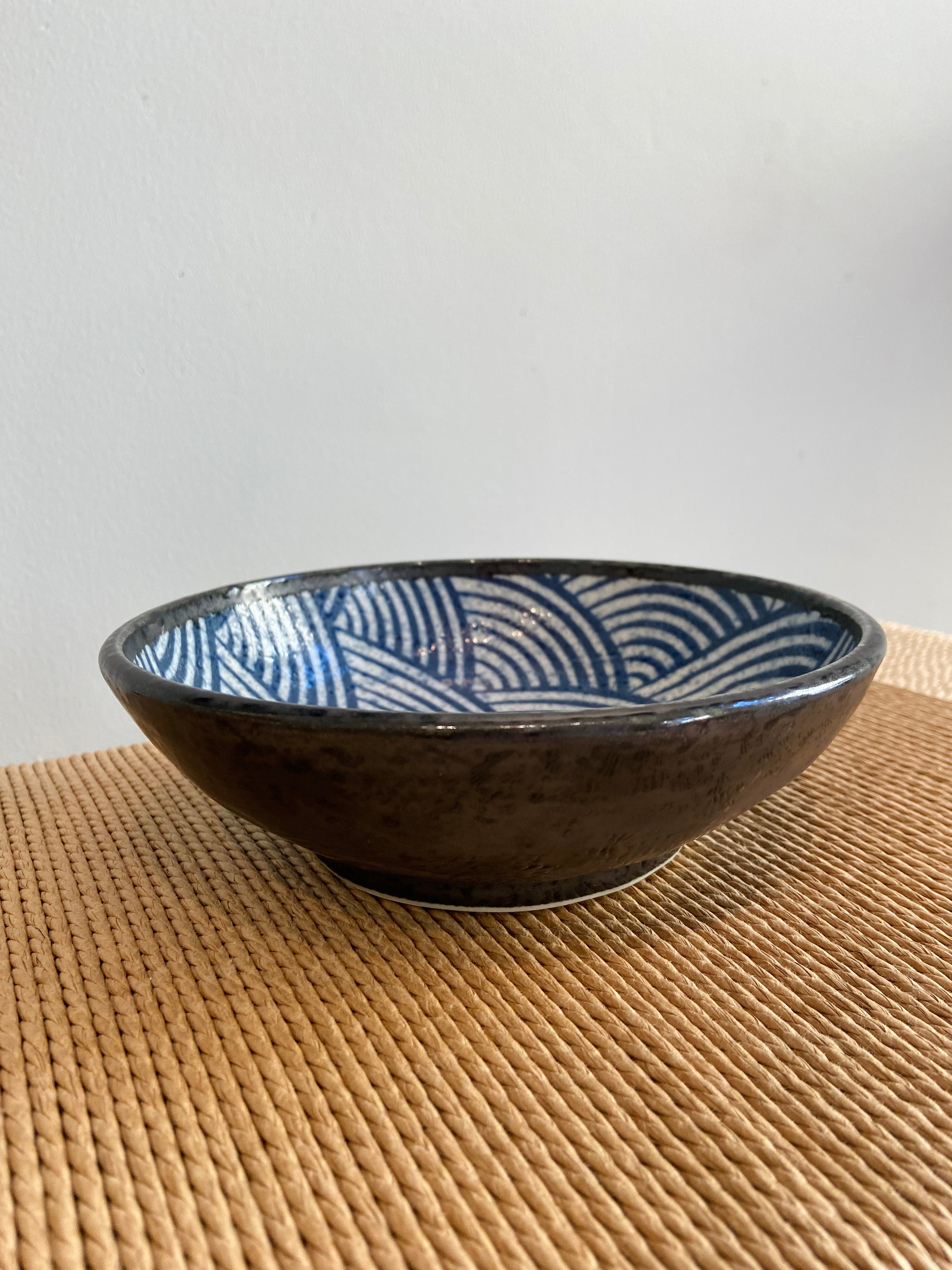 Blue bowl with waves