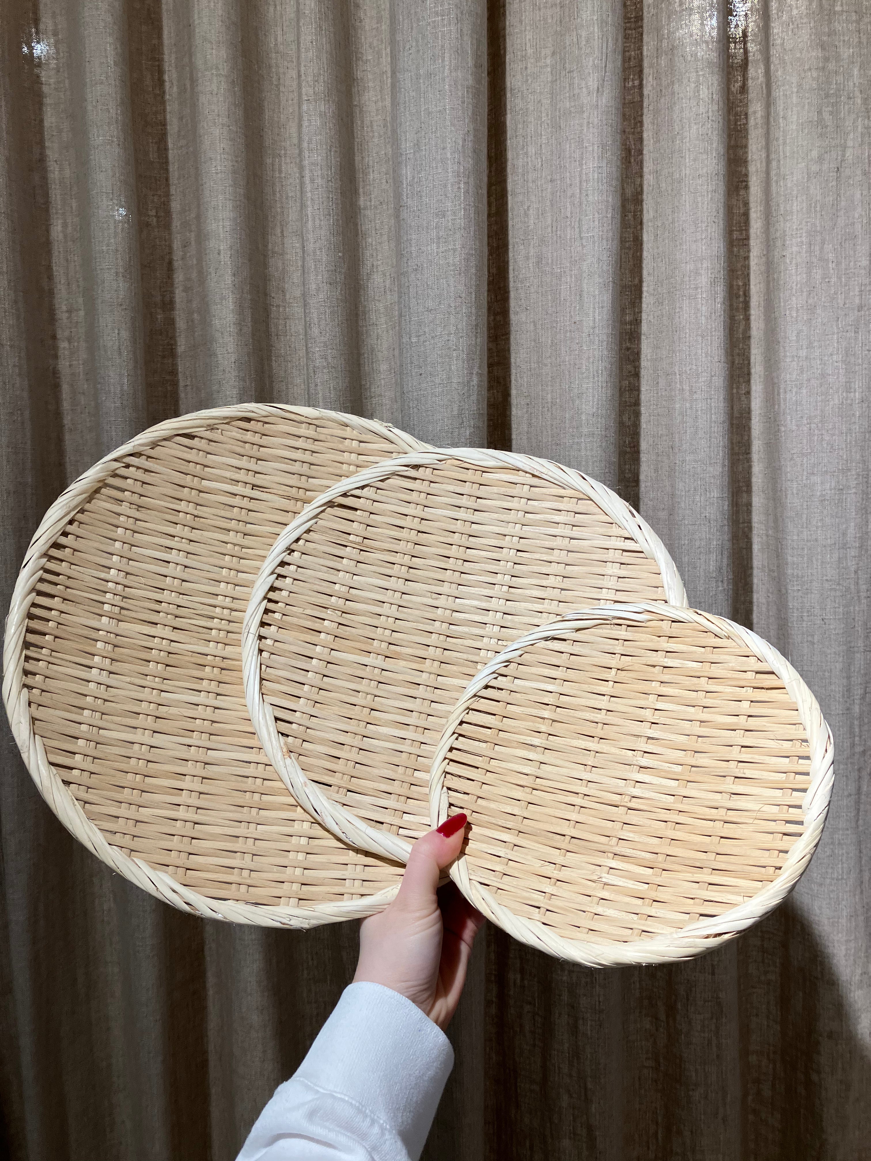 Small woven bamboo tray