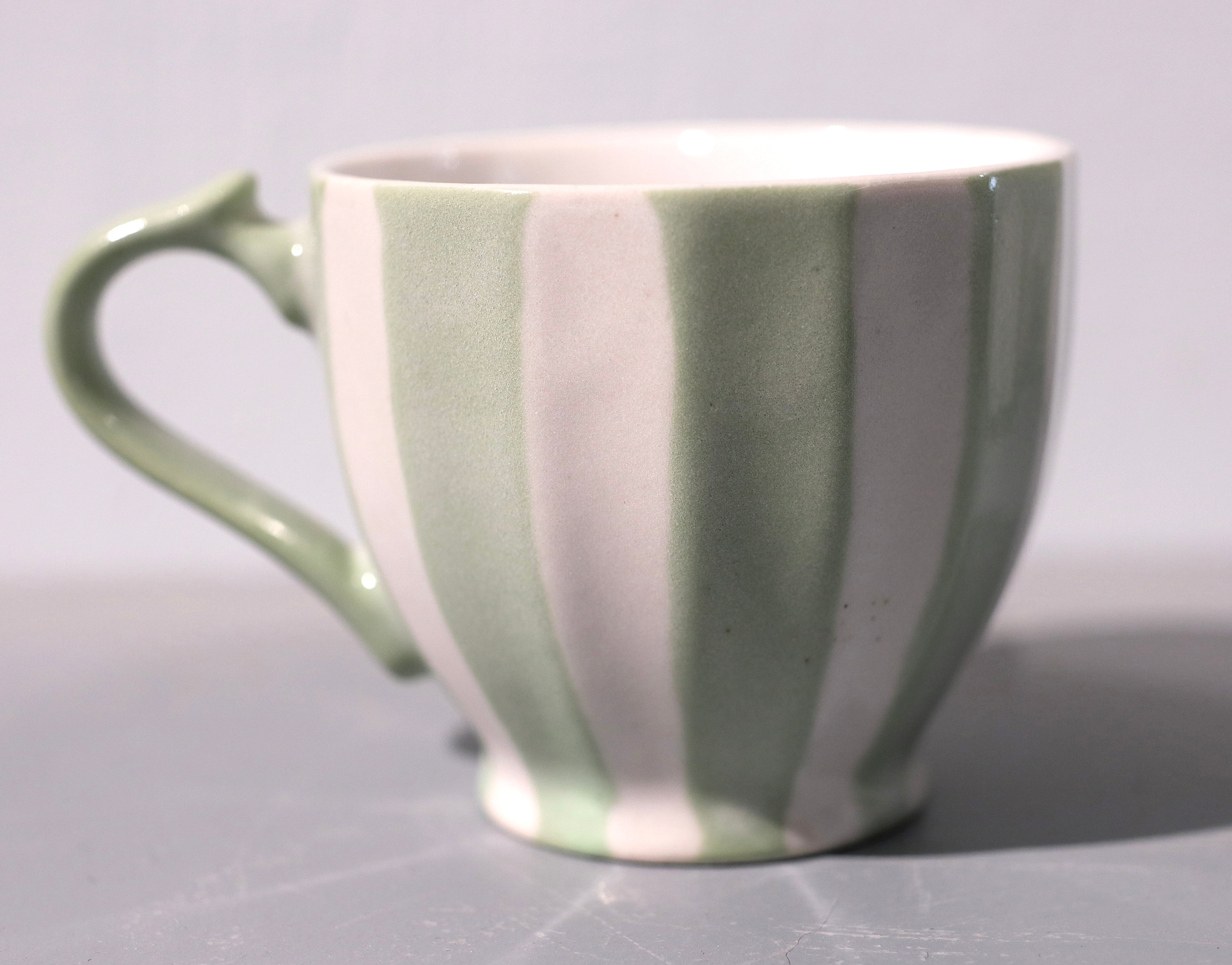 Japanese cup with green stripes