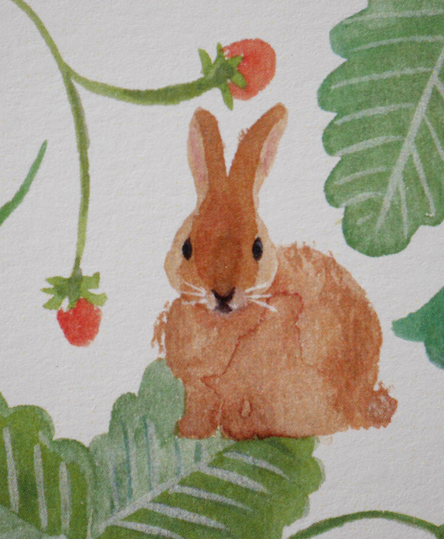 Rabbit card with strawberries