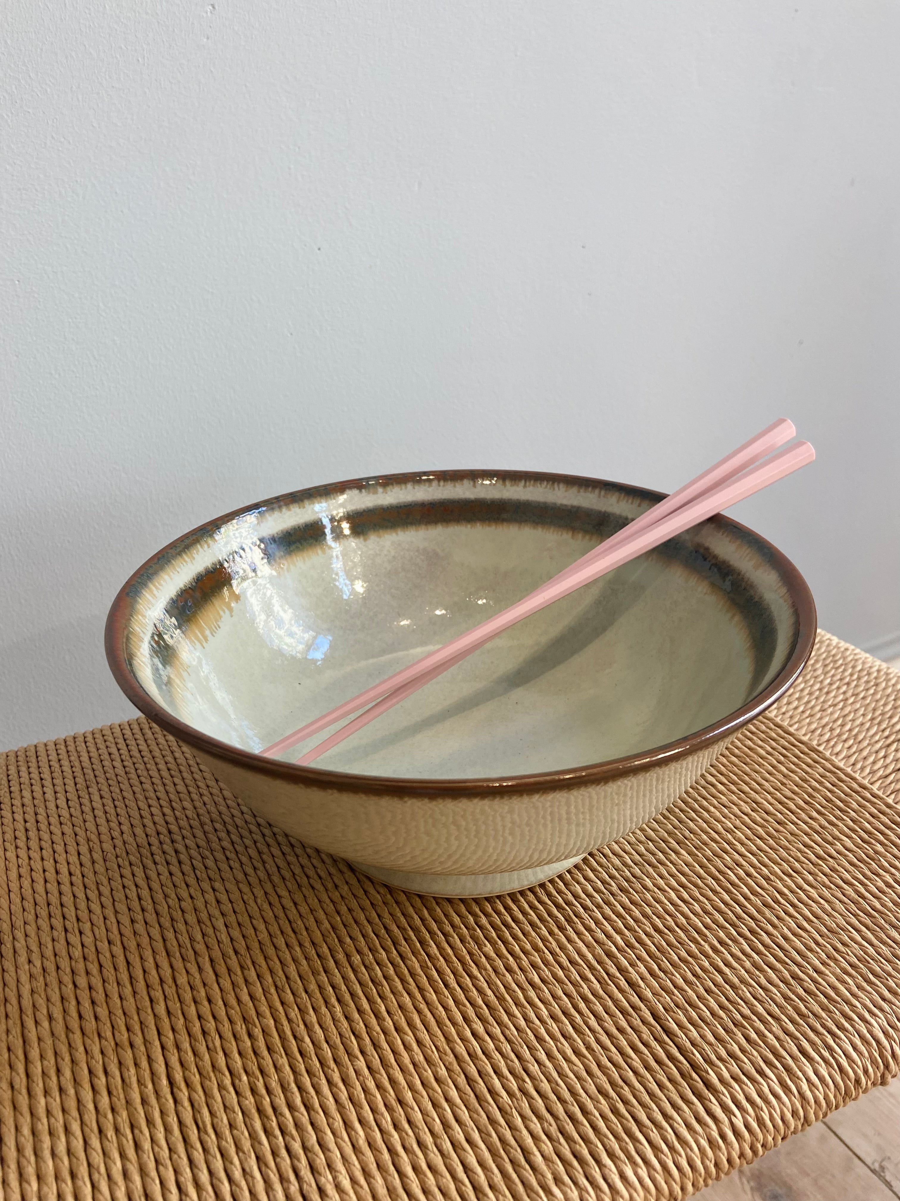 Japanese ramen bowl in brownish and beige shades