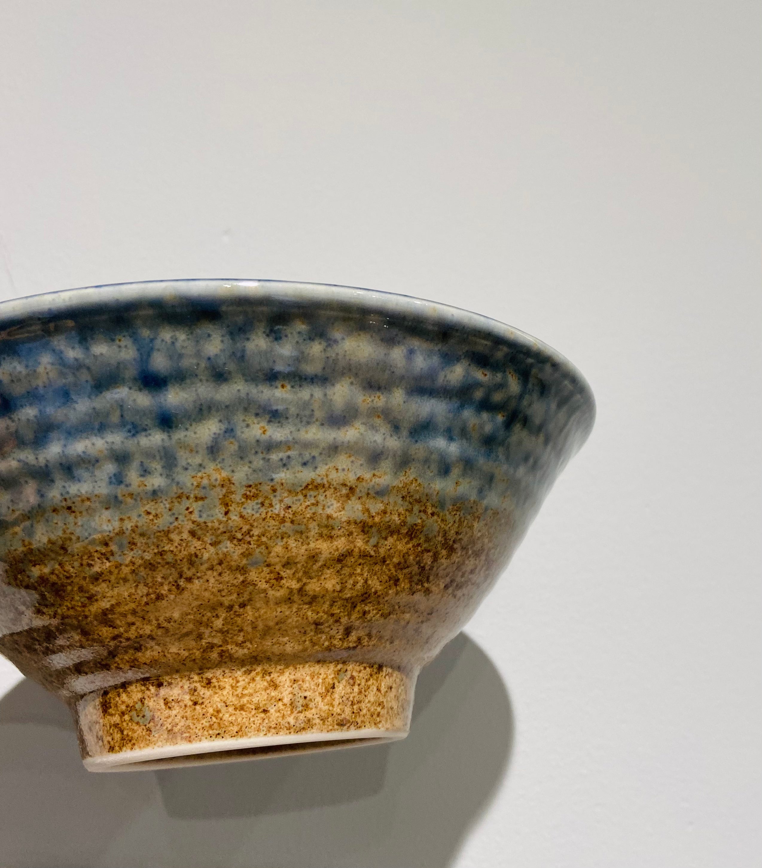 Noodle bowl with blue and brown glaze