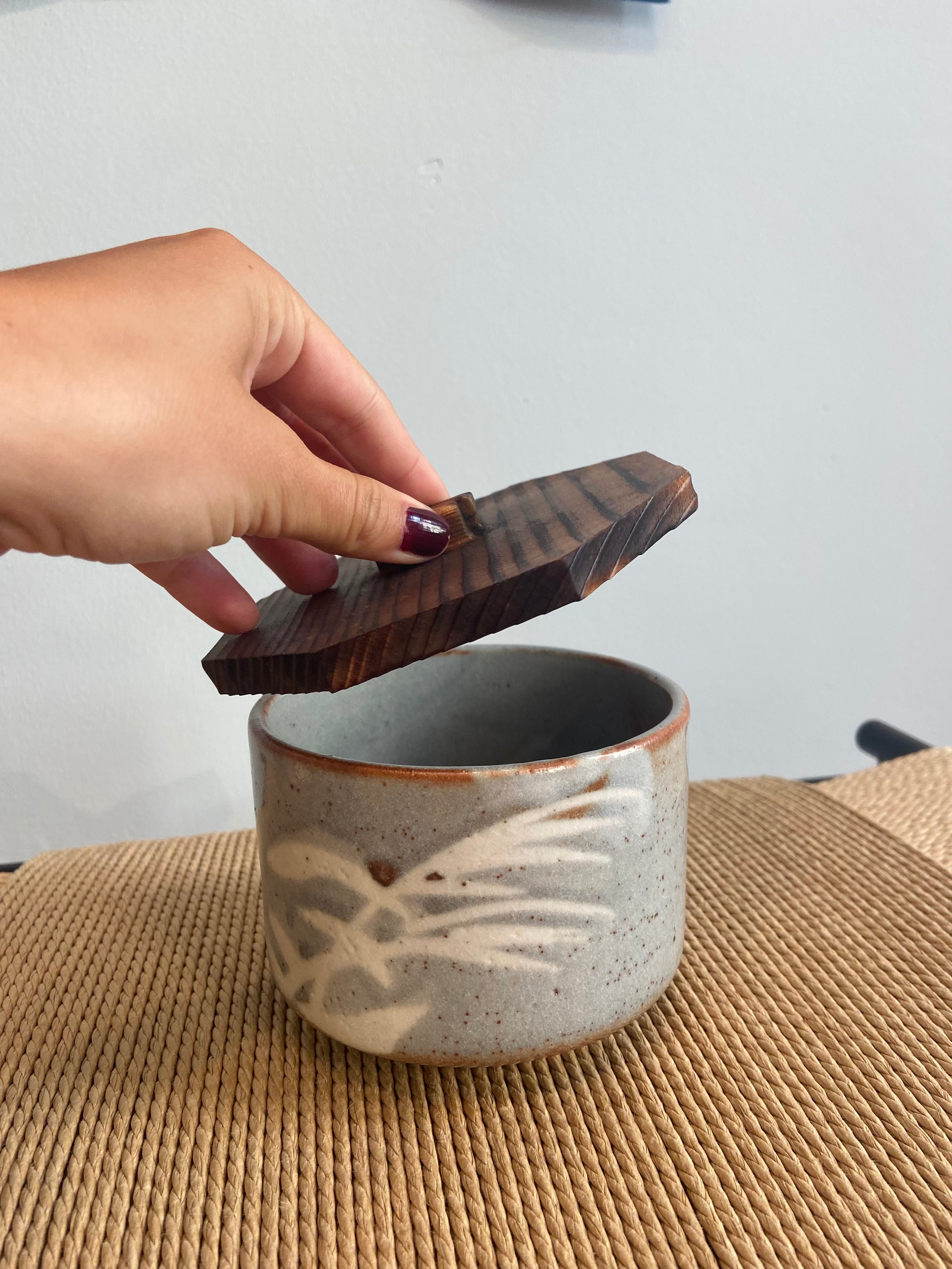 Japanese bowl with wooden lid