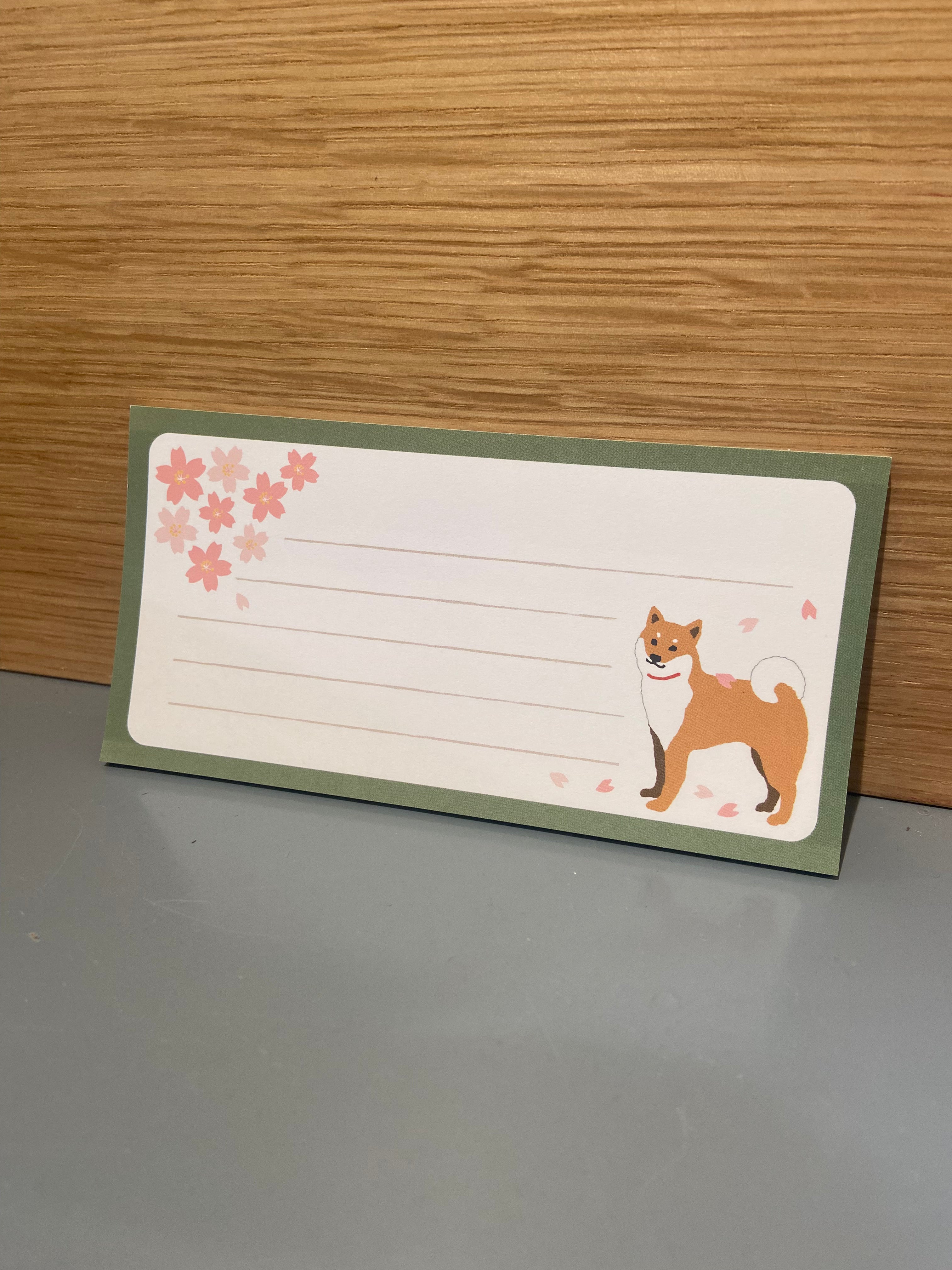 Post it, Shiba and cherry blossoms - large