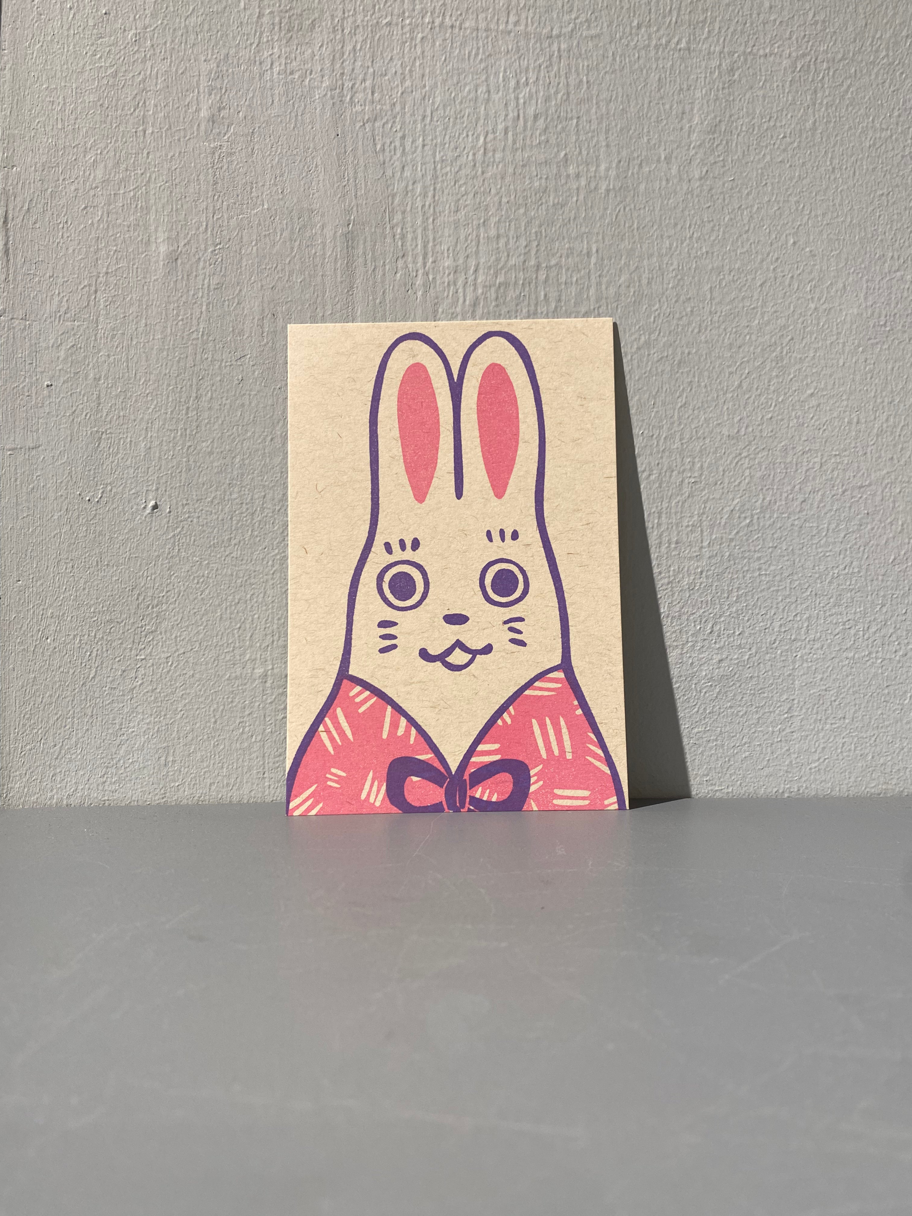 Postcard - Rabbit in kimono