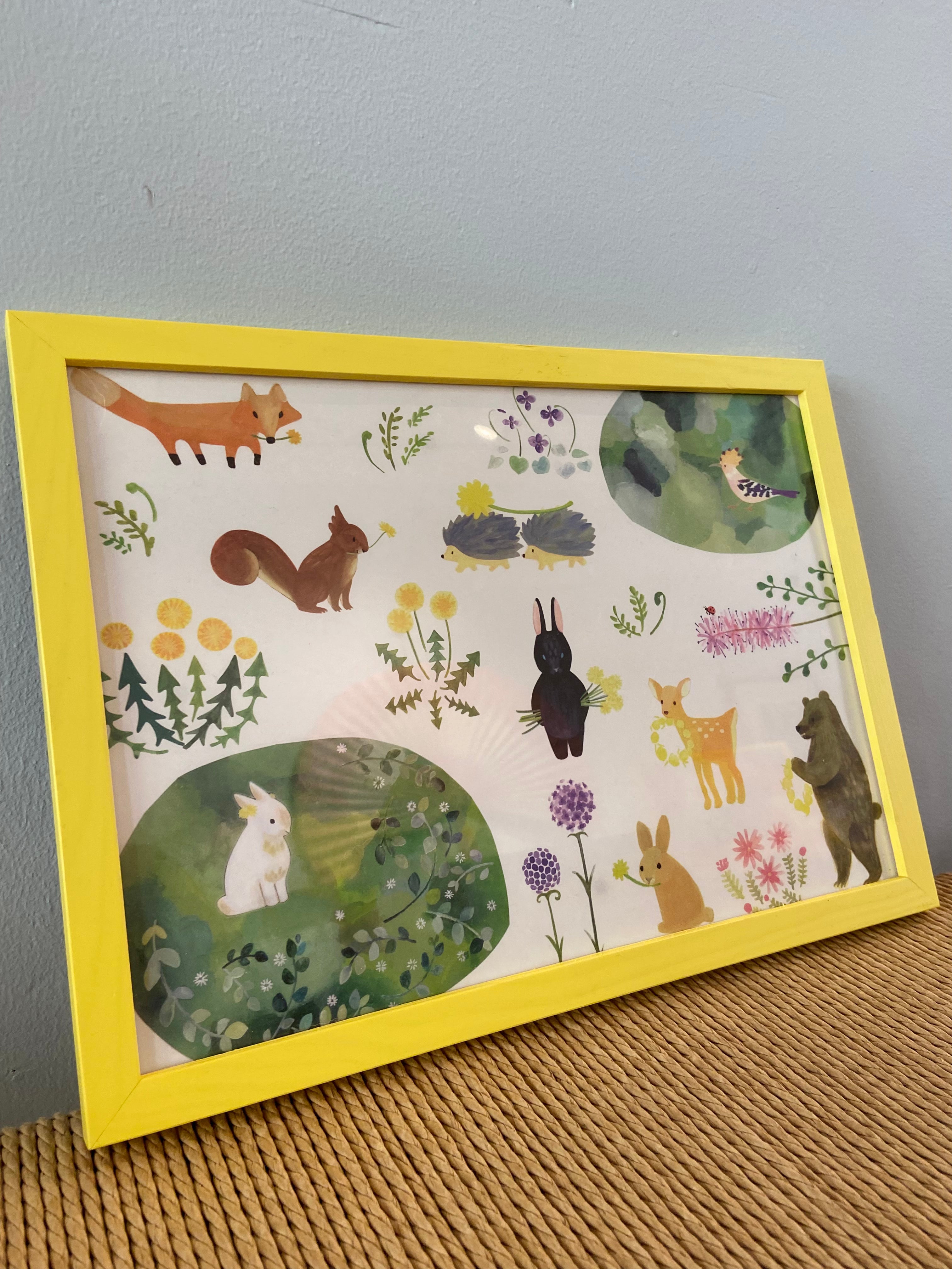 Forest animals in colored frame