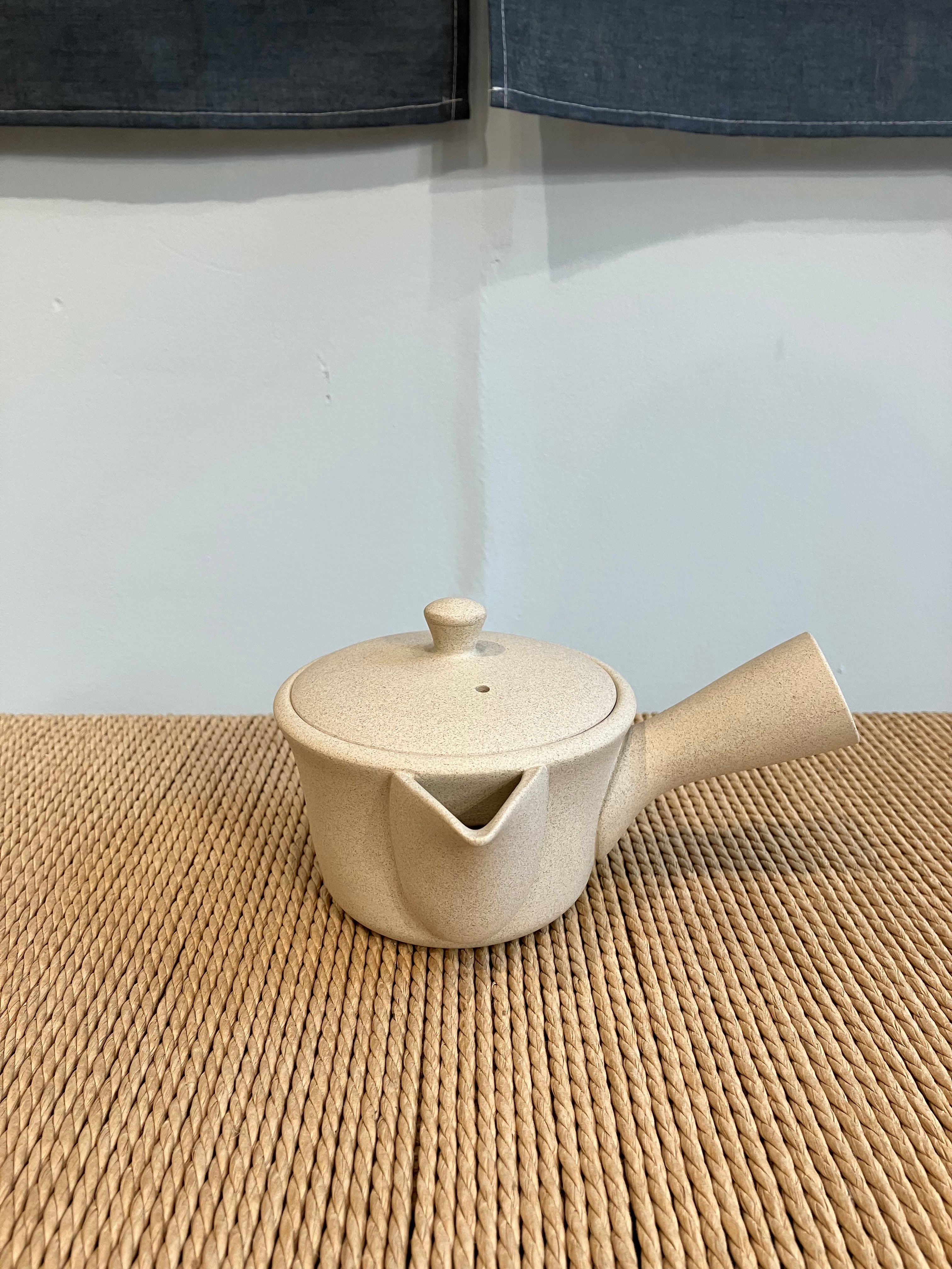 Small Japanese teapot in sand-coloured stoneware
